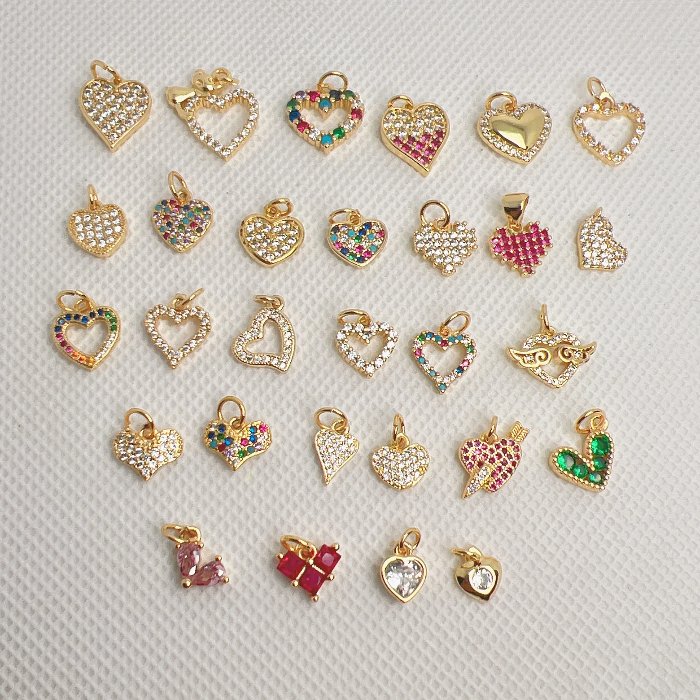 Dainty Mini Small Clear CZ Charm Gold Plated Tiny  Zircon Cubic Zirconia Girl Boy Heart Hand Animal Charms Pendants Wholesale