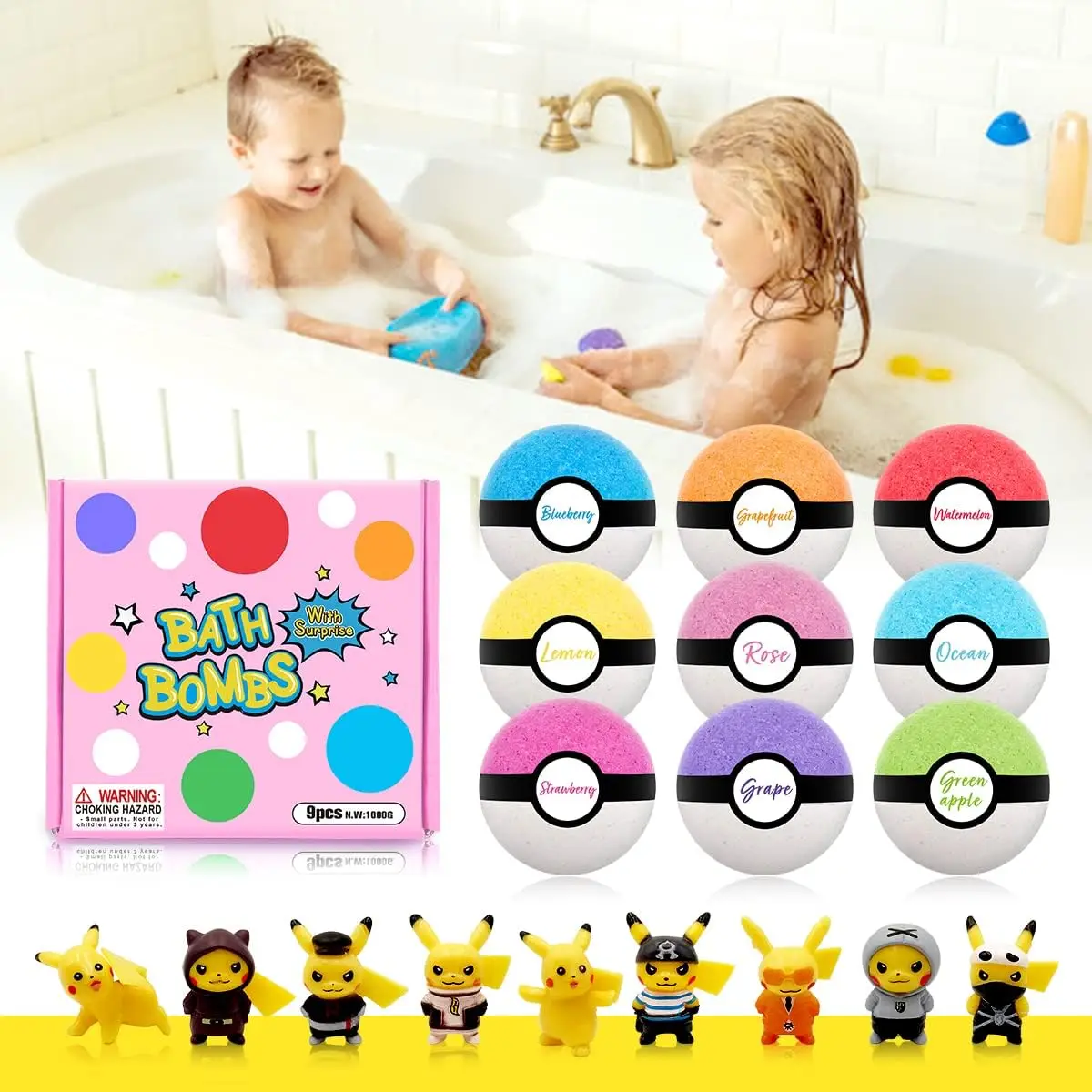 Small Quantity Requirement Natural Surprise Inside  Pokemont Toys Bath Bomb Aromatic Moisturizing Bomb Fizz