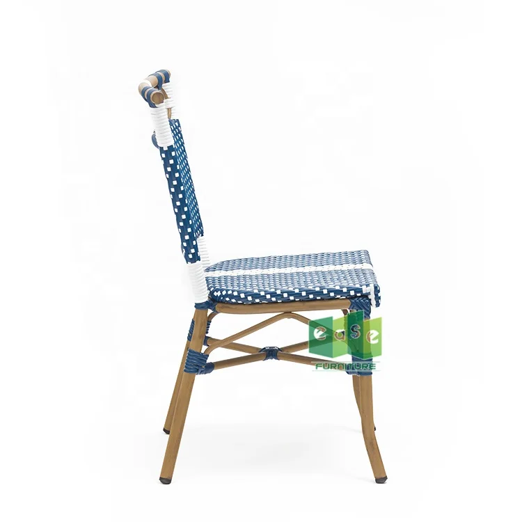 Wholesale outdoor rattan wicker paris cafe charis blue stackable (E6018)