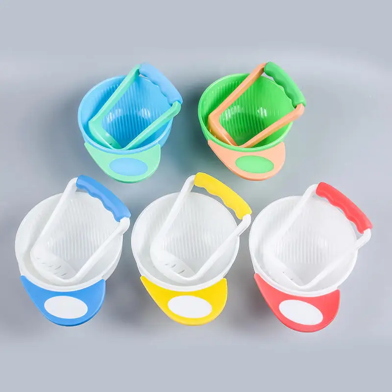 Wholesale Plastic Baby Grinding Fruit Multi function manual Complementary food fruit Grinding Tool Bowl for baby