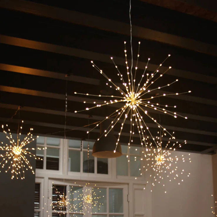 2020 Christmas Garland DIY 120 LED Fireworks Starburst String Light  falling copper wire string lights