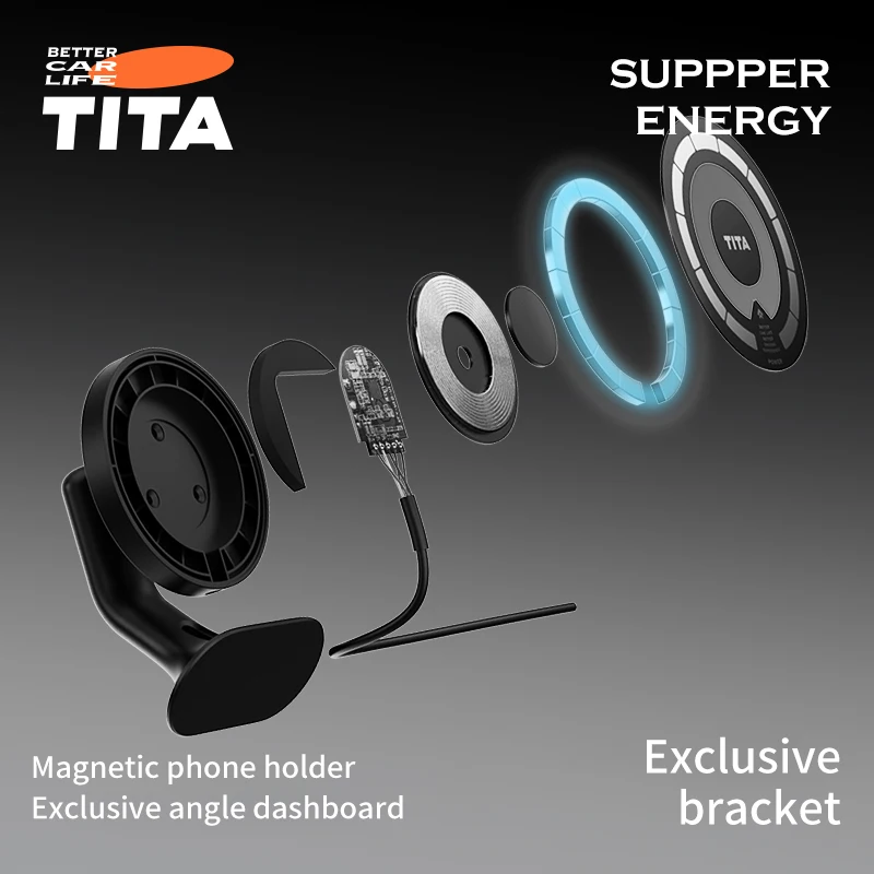 TITA-2205 Wireless Car Mount Charger for Model 3 /Model Y Magnetic Phone Holder Charging Magnet Charger
