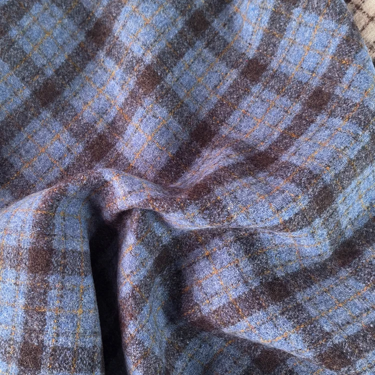 2024 New Design Checkered 100% Wool Yarn Dyed Jacquard Tweed Fabric for Coat Suit Checkered Skirt