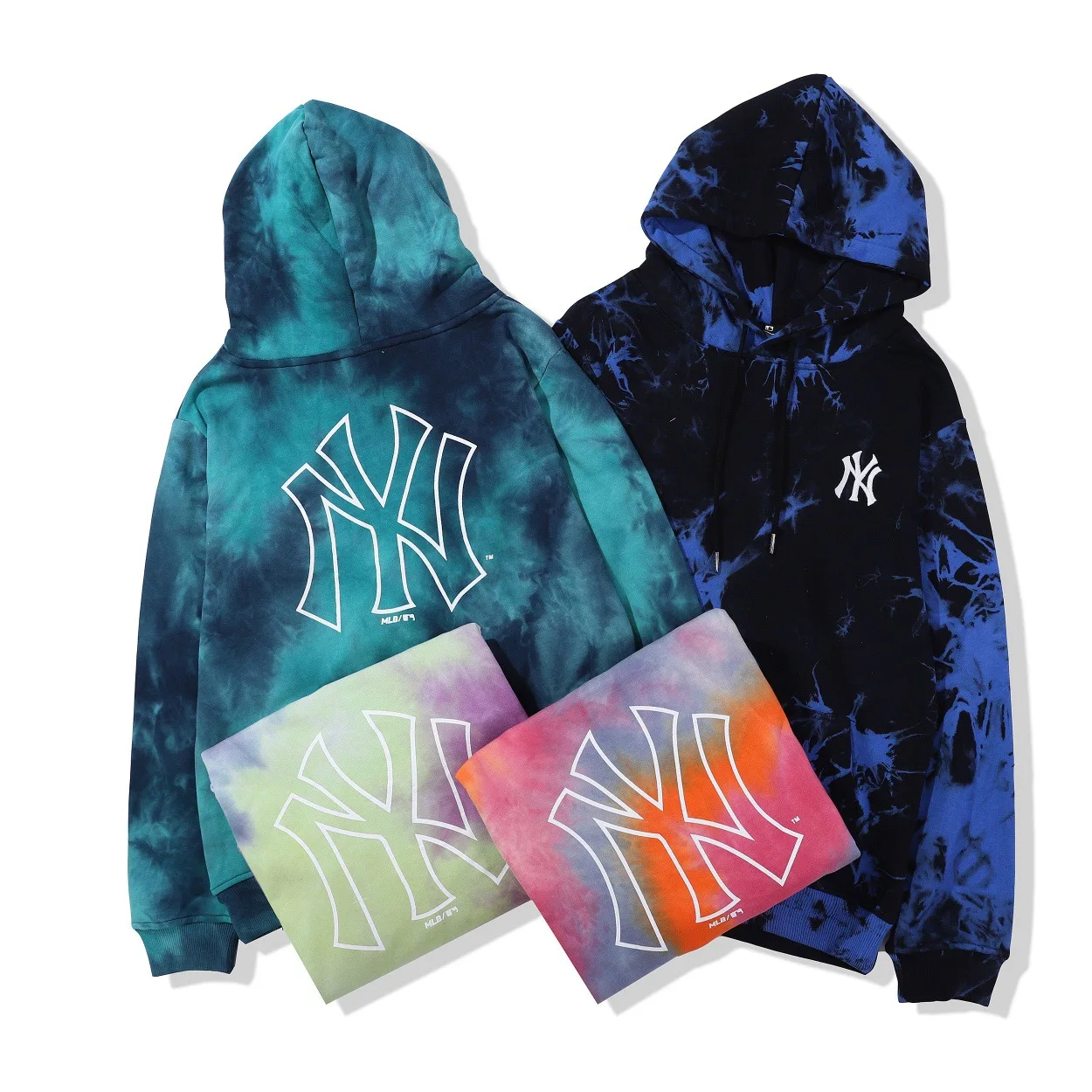 
Custom streetwear unisex cotton weighted acid wash mens tie dye hoodie 
