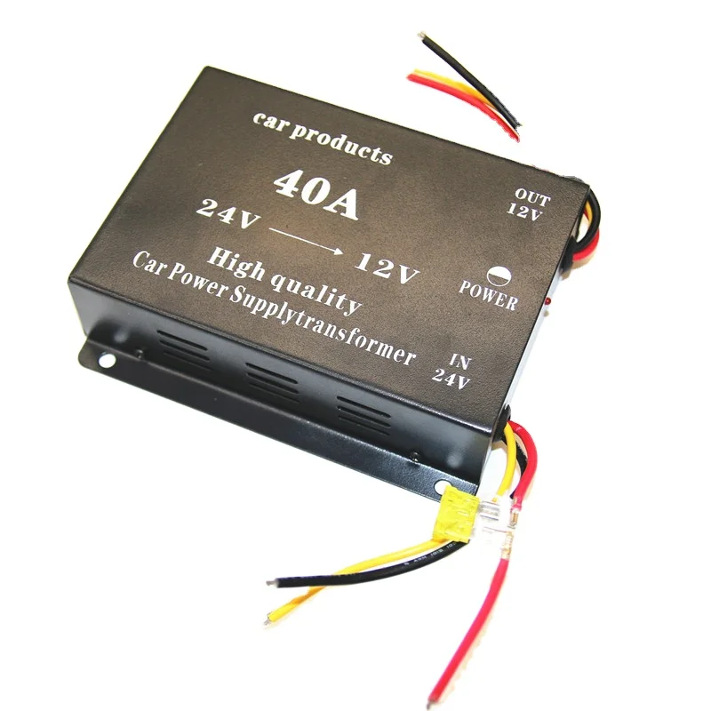 Top quality 40A Converter Input DC 24V Output 12V Power Converters Efficiently Car Power Supply Transformer 50HZ 60HZ