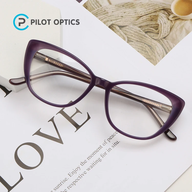 Fashion design branded spectacles acetate laminated vogue wonder cat eye wholesale glasses optical eyeglasses frames