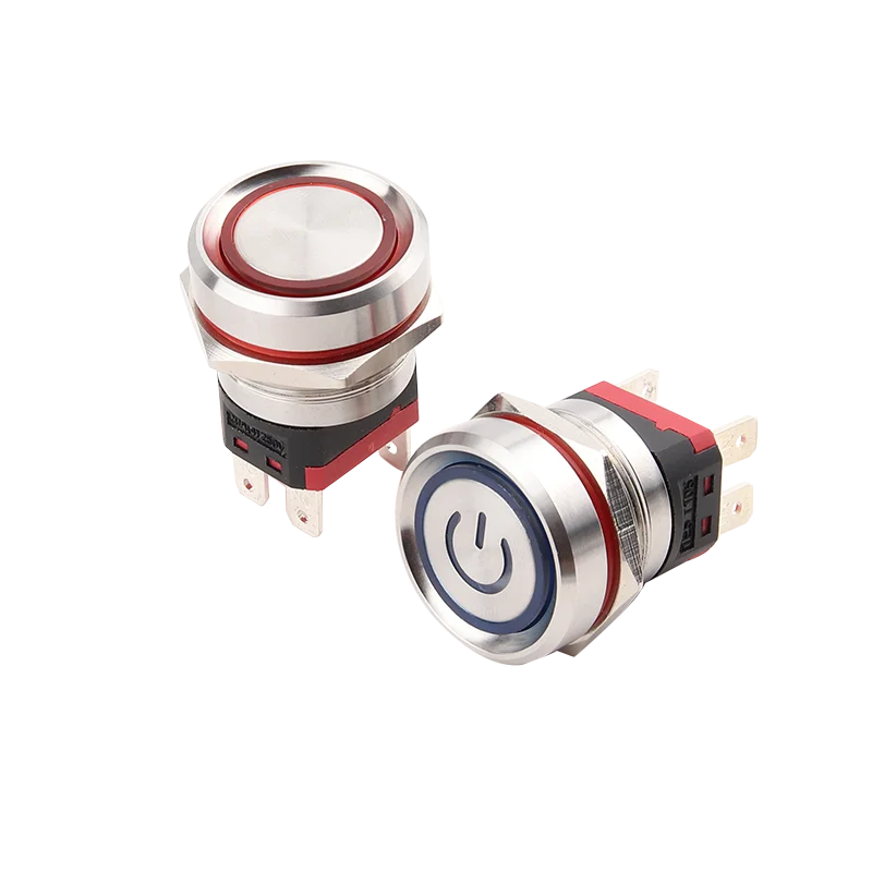 22mm metal push button switch current 20A with light and no light stainless steel self-locking instantaneous wire terminal