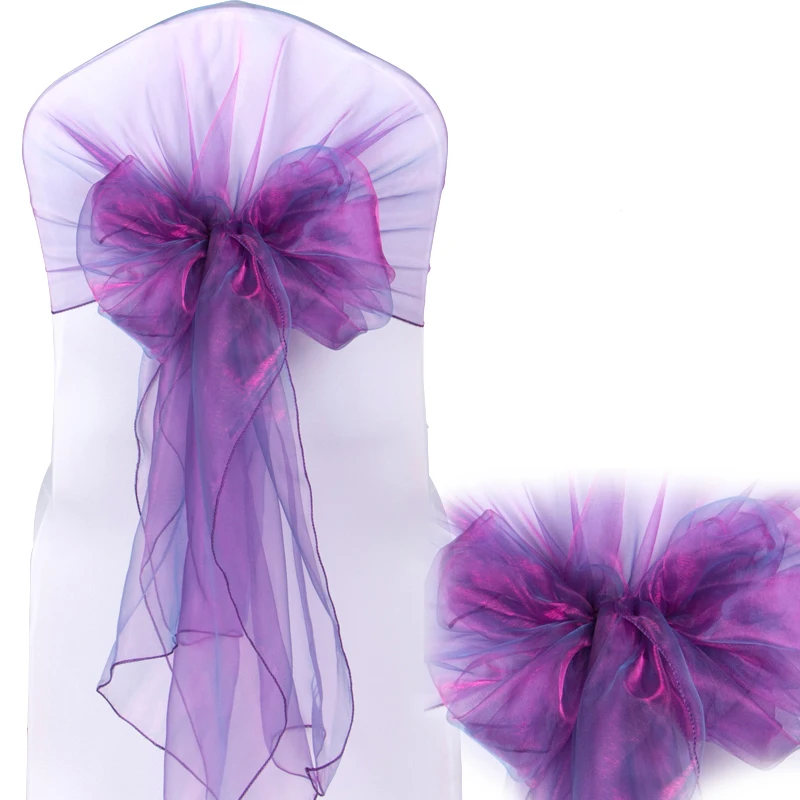 
Cheap Elegant Organza Purple Wedding Chair Sashes for chair decoration 