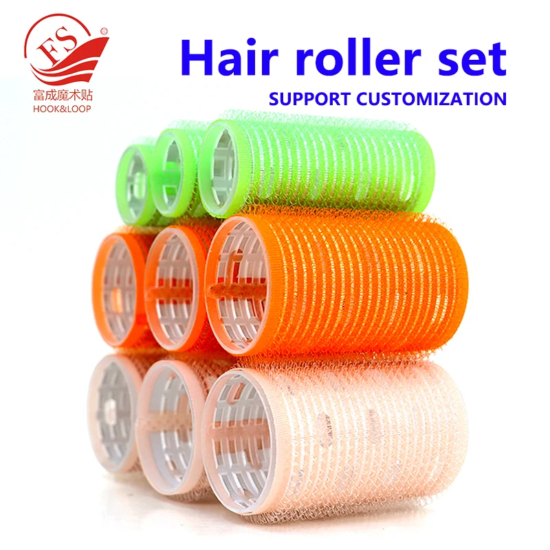 Factory direct sale 18pcs no heat plastic hair rollers set 3 sizes self grip nylon hair rollers with comb and pins