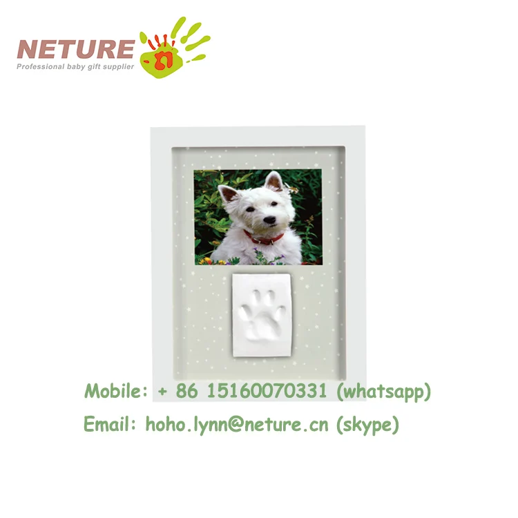 Custom pet paw print impression kit clay memoria dog cat photo frame