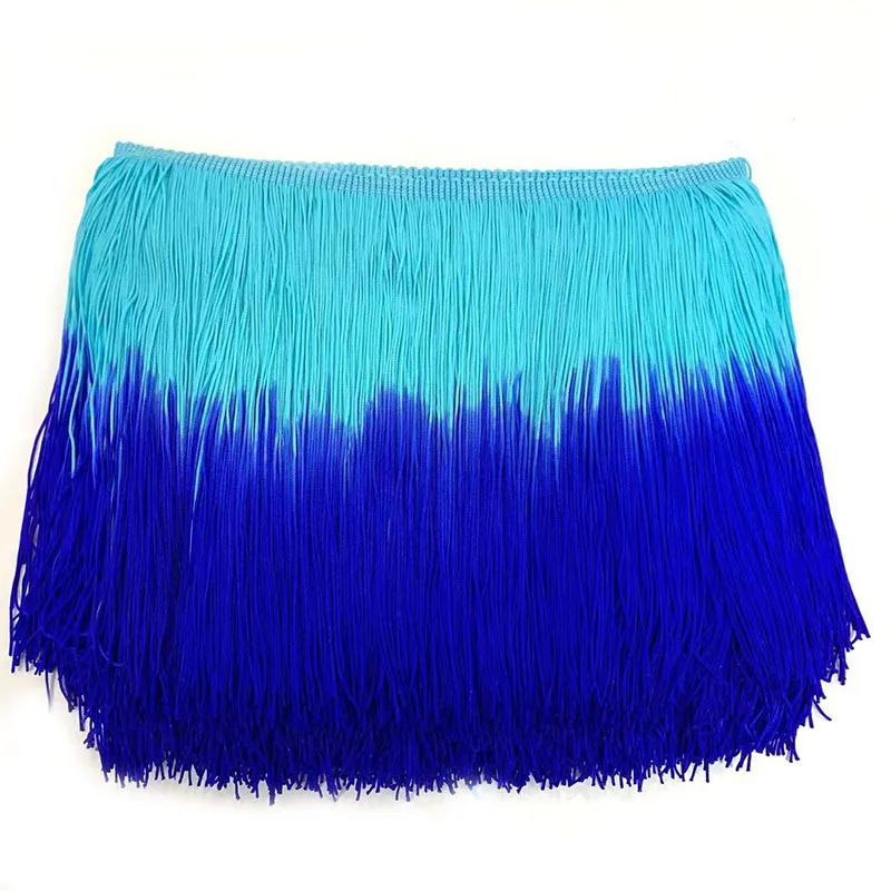 Width 20 cm Chinlon 2 Color two tone vertical Latin Dress Fringe tassel lace trim For clothing accessories home textiles Curtain