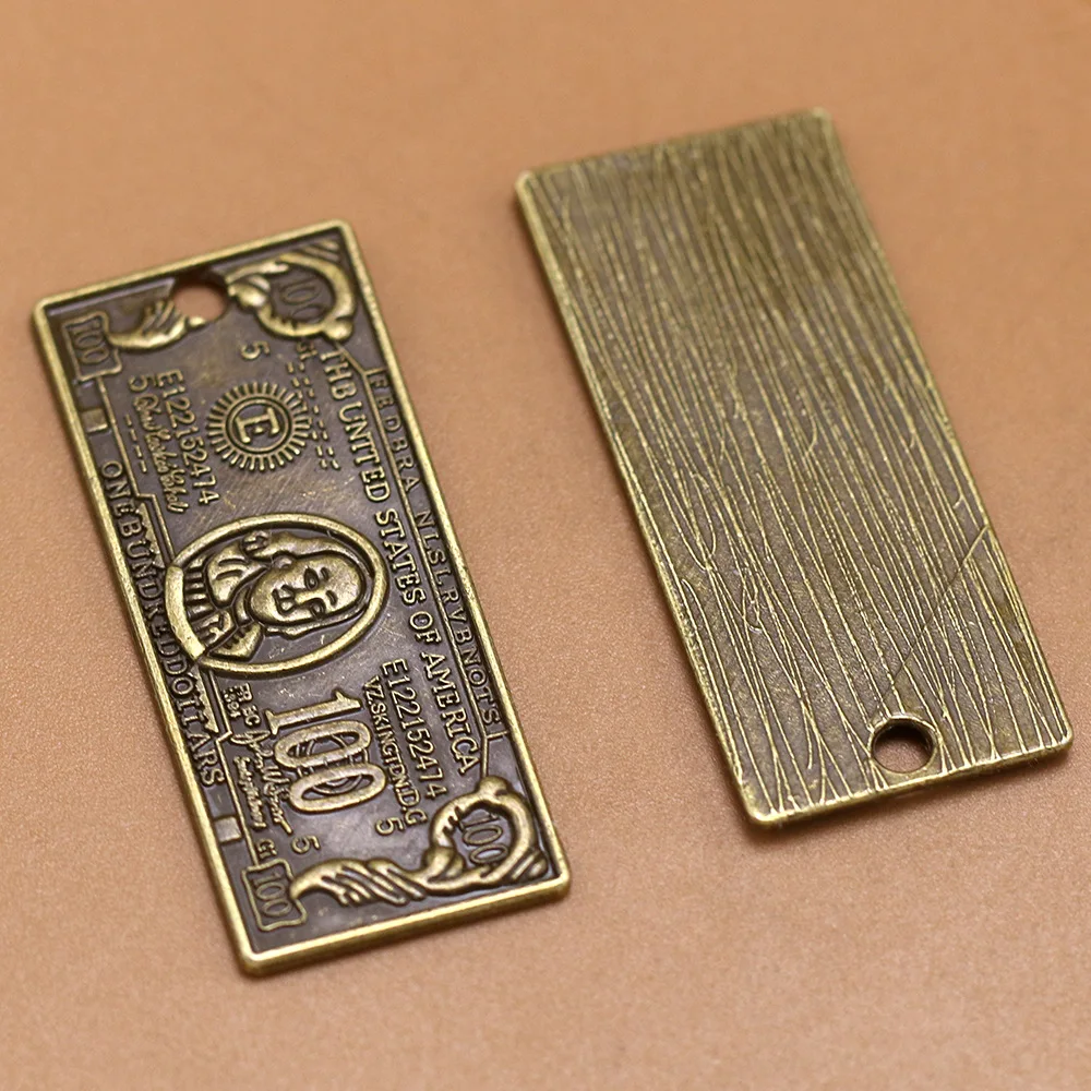 Pendants Jewelry Accessories Finding US 100 Dollars Shape DIY Making Antique Silver Zinc Alloy Charm