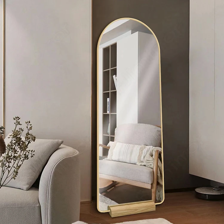 factory custom huge gym yoga arched floor standing mirror workout espejos large dance studio miroir gold frame for girls