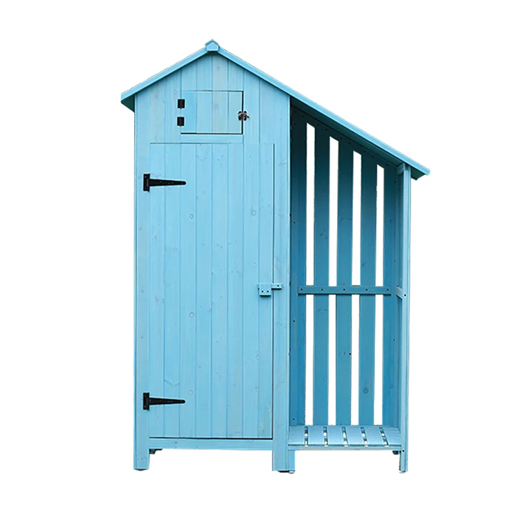 Outdoor Storage Shed Waterproof Slat Wood Timber Lockable Doors Cabinet Garden Storage Tool Sheds