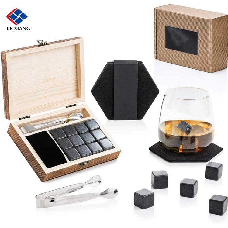 
2021 amazon top-selling Wholesale natural Sipping whiskey stones chilling whisky ice stone with logo for gift set 