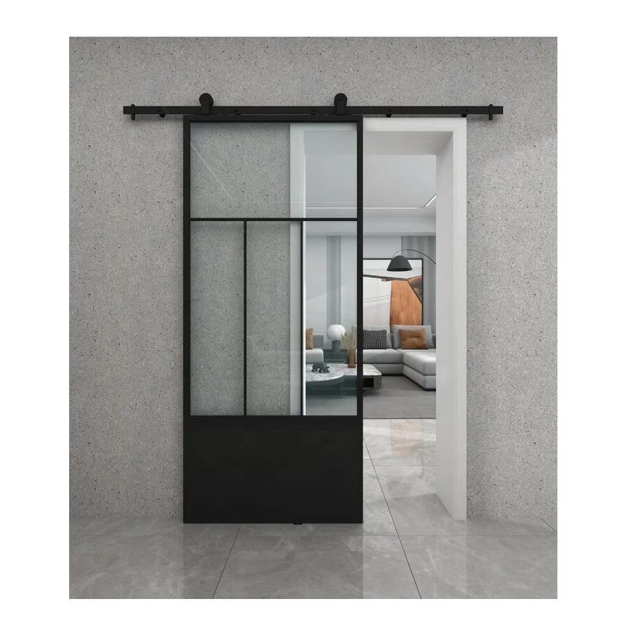 Practical Interior Frosted Glass  Sliding Barn Door