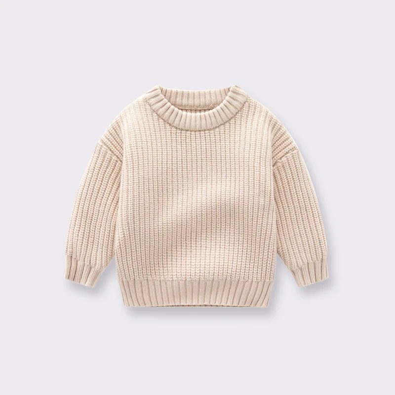 2024 Solid Colors Winter Sweater For Newborn Baby Knitted Sweaters Kids Casual Children Sweater