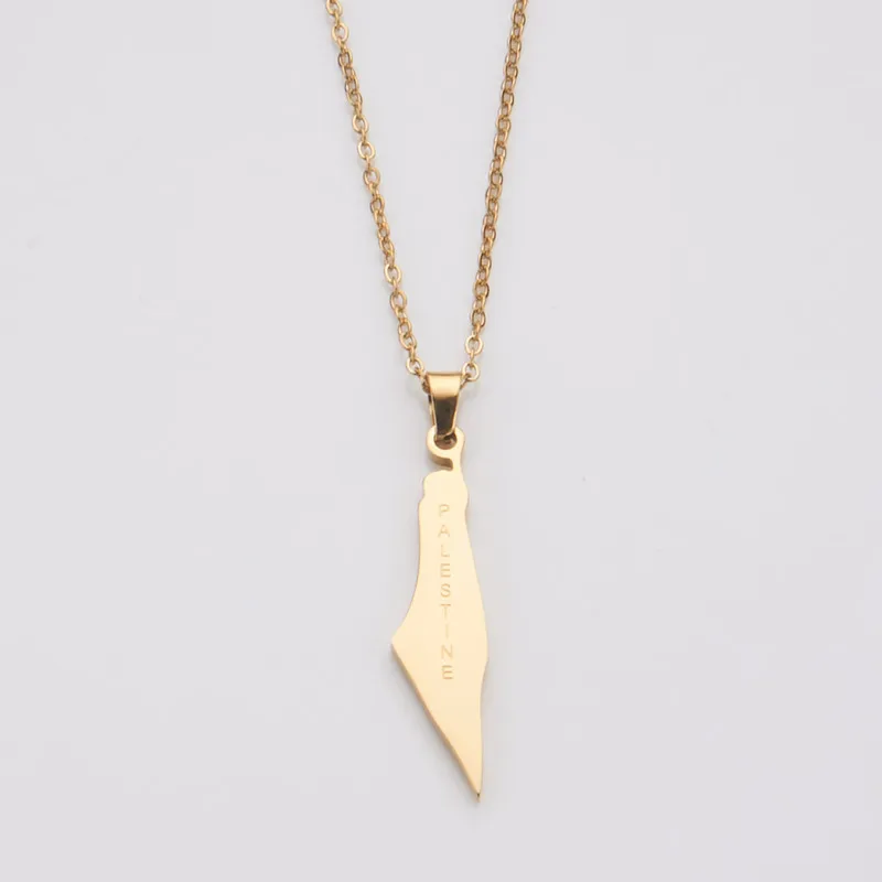 Stainless Steel Arabic Pendant Necklaces Israel Palestine Map Necklace