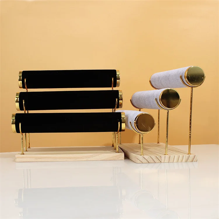 Wholesale 3 Layers Bracelet Display Stand Jewelry Tree Wood Base Organizer Jewelry Display Rack for Bangle Watch