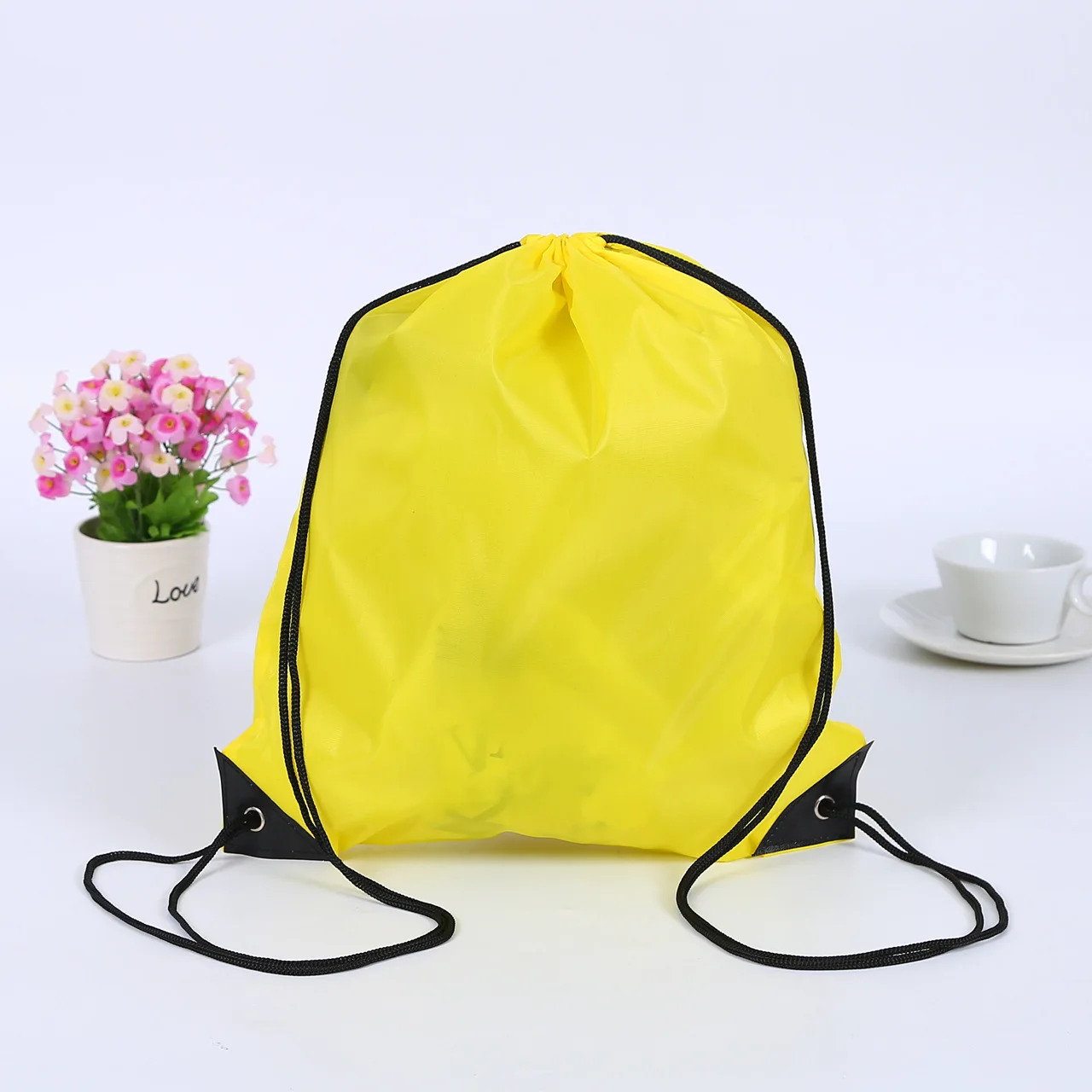 High Quality Polyester Draw String Sports Backpack Gym Bag Waterproof Custom Logo Promotional Fitness Drawstring Bags