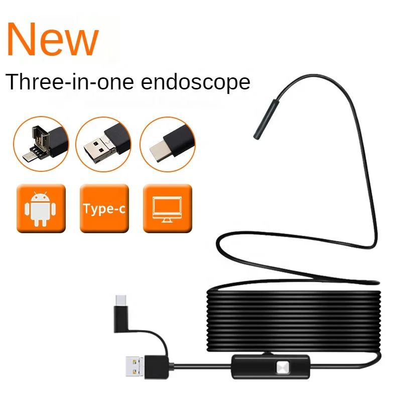 Amazon hot 6 led lights USB Endoscope Type C Borescope for OTG Phone PC 7 mm Inspection Snake Camera Waterproof
