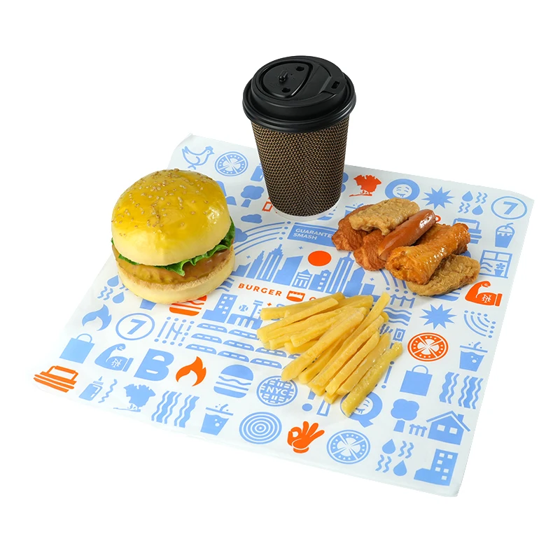 Custom Printed LOGO Oil Proof Food Wrapping Packaging Hamburger Burger Biodegradable White Greaseproof Sandwich Paper