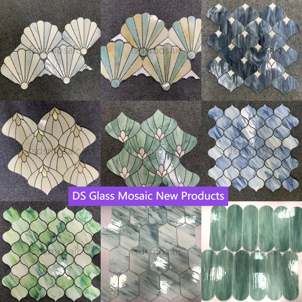 Colorful Mother of Pearl Shape Modern Stained Glass Mosaic Wall Decorate