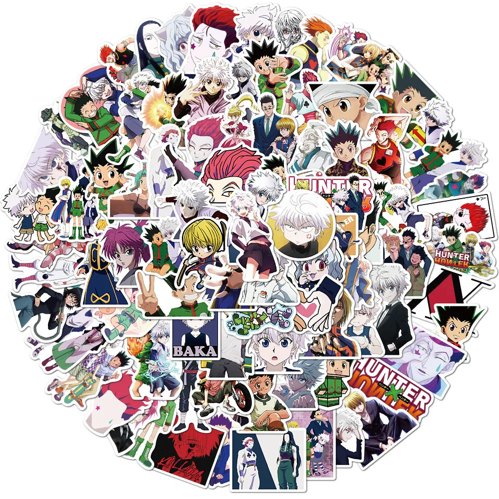 100Pcs Hot Sale Japanese Cartoon Vinyl Decorative Sticker For Laptop Wall Car Hunter x Hunter Demon Slayer Anime Stickers