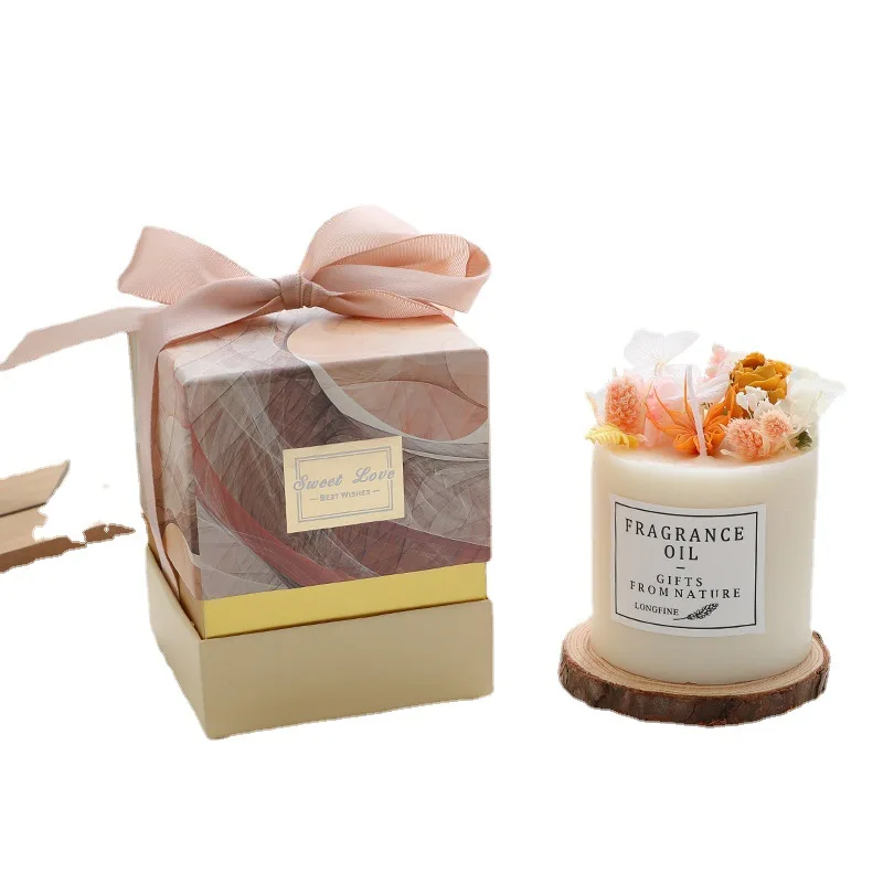 Dried Flowers Scented Candles Smokeless Scented Soy Wax Candle for Home Decor Accessories Creative Gift