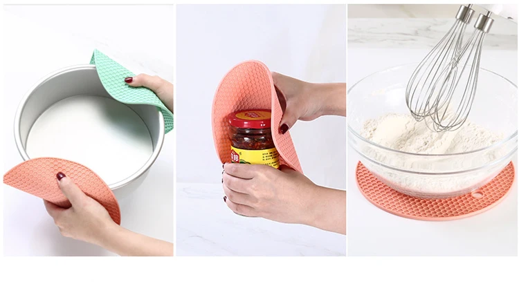 Non-slip silicone mat round shape jar opener soft table silicone placemat heat resist silicone pad for hot pan pot hot