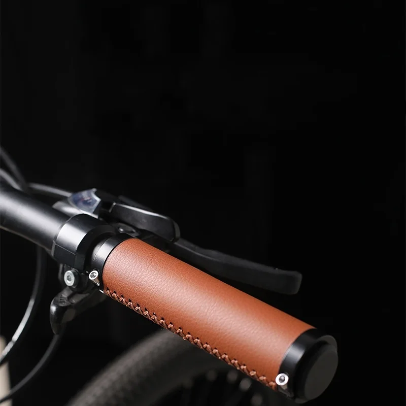 Unique features Mountain bike set leather cover lock shock absorbing non-slip pair handle set grip riding accessories