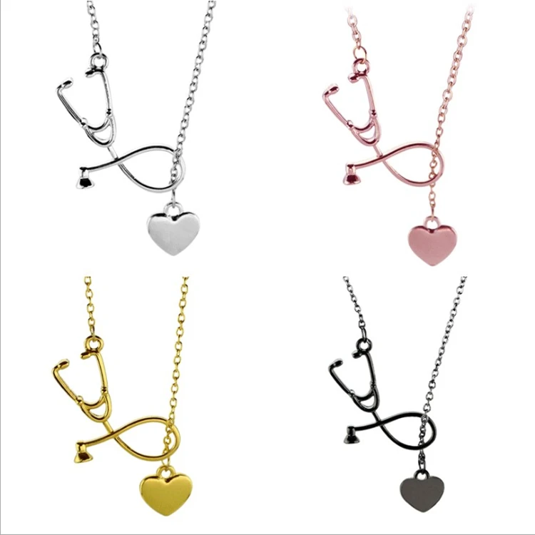 Yiwu jewelry I LOVE U doctor ожерелье из стетоскопа Регулируемая цепочка для свитера модное золотистого и серебристого сплава
