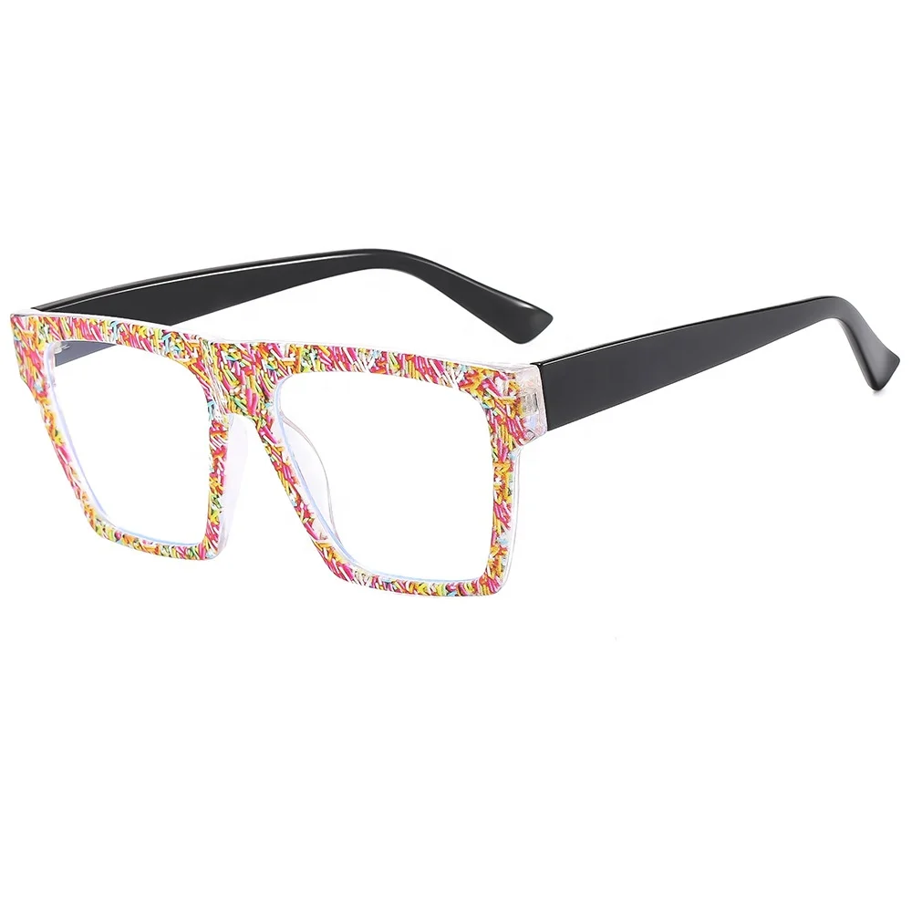 BL904 Plastic Vintage Rainbow Glasses Oversized Colorful Square Eyeglasses Frames 2024
