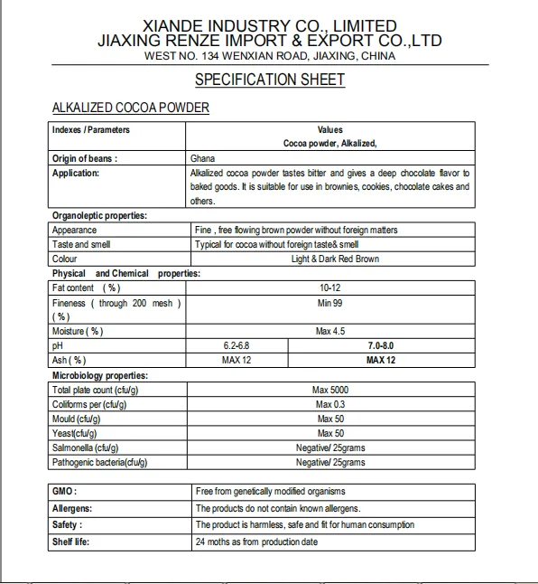 
Factory Price pure Alkalized white Cocoa Powder 