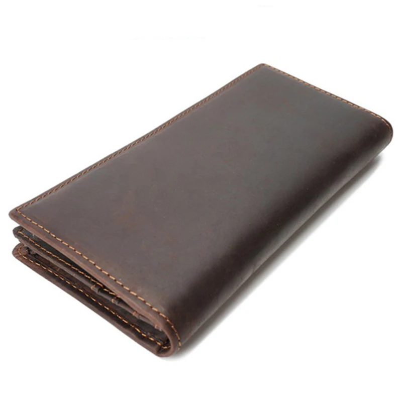 Minimalist vintage style genuine leather long wallets for men