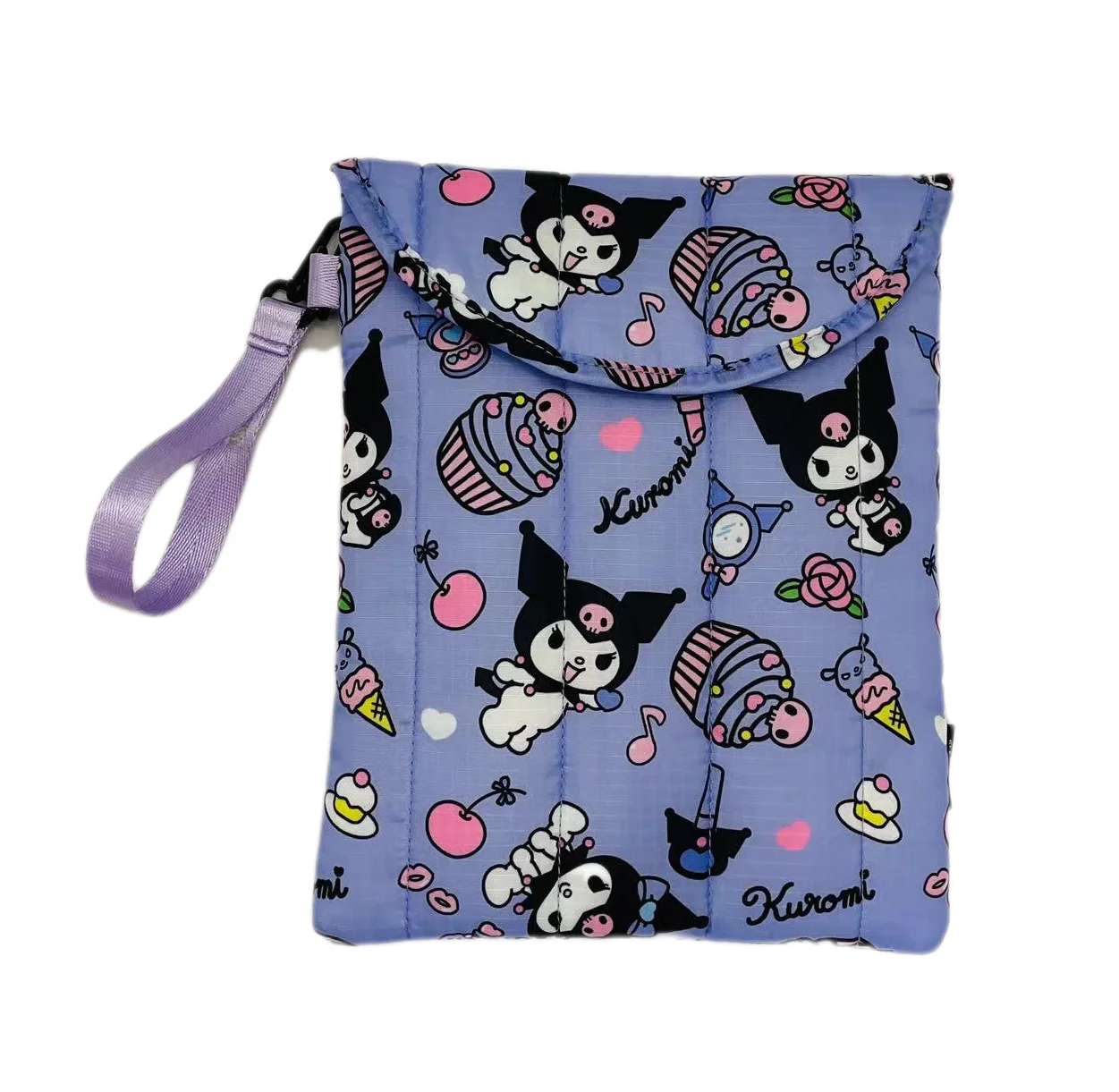 Custom nylon Quilted Puffer Laptop pouch bag cute kuromi melody printing Pad Protective Case Tablet Cover Notebook Storage Bag