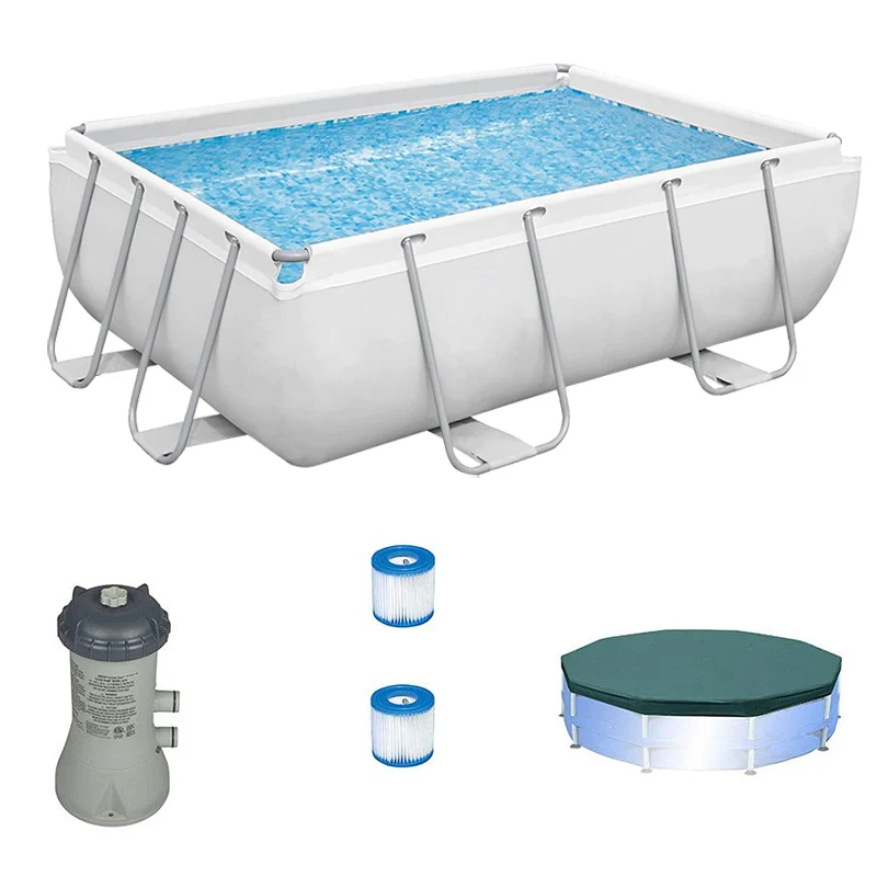 Outdoor Inflatable Rectangular Steel Frame Rectangular Easy Set Inflatable Swimming Pool Above Ground Pools For Family
