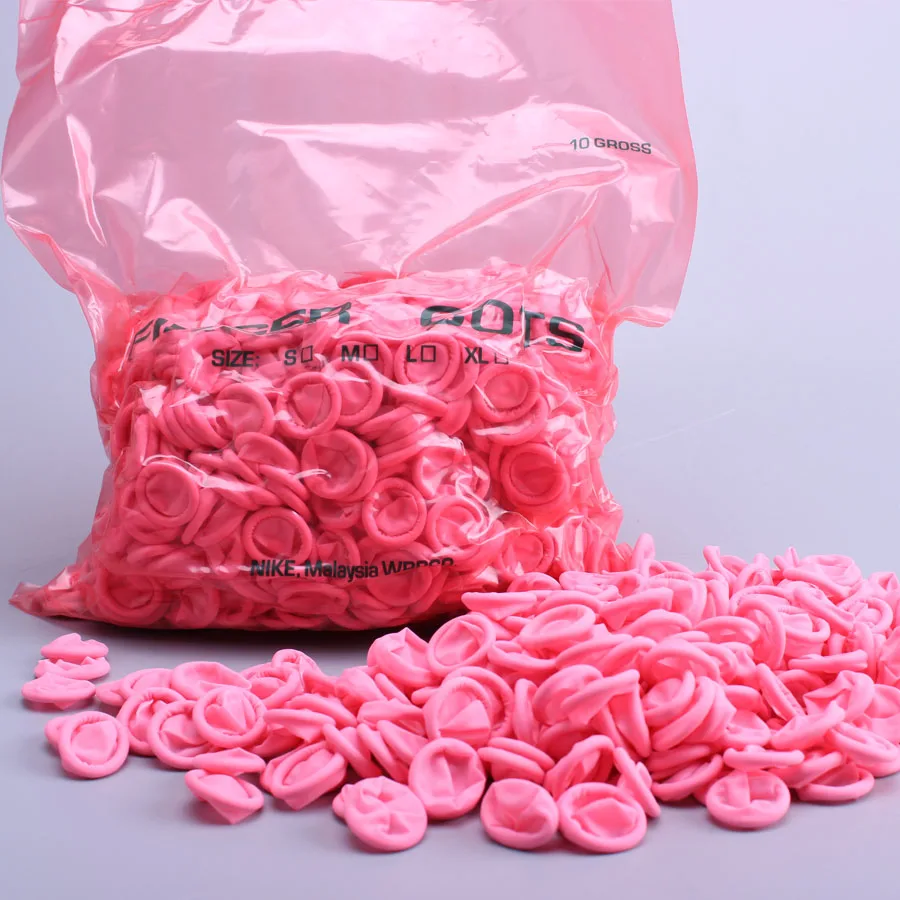 Factory Sale Disposable Cleanroom Anti-static Finger Stall Pink Color Finger Cots Malaysia Natural Latex