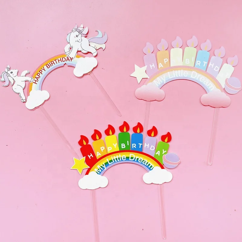 Acrylic unicorn cake topper for cake decoration theme party supplies