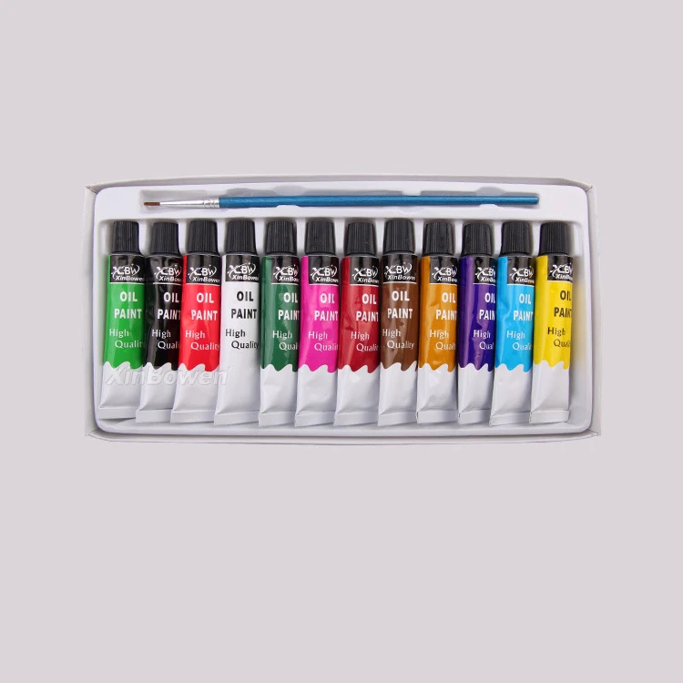 Xinbowen High Quality Art Supplies Professional Non-Toxic 12 Colors 12ML Aluminum Tube Oil Paint Set