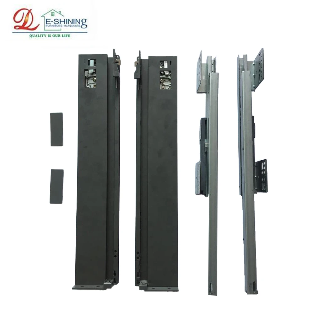 Kitchen Cabinet Slim Box Drawer Under Mount Slide Rails Metal Box Bottom Mount Soft Close Drawer Slide
