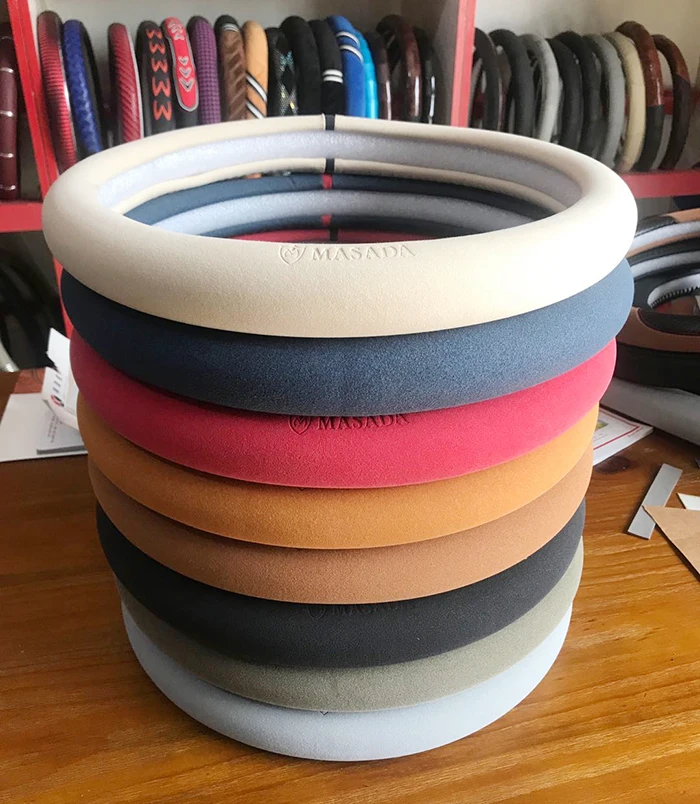 New Type Popular Suede Leather Car Steering Wheel Cover Fits Most Cars