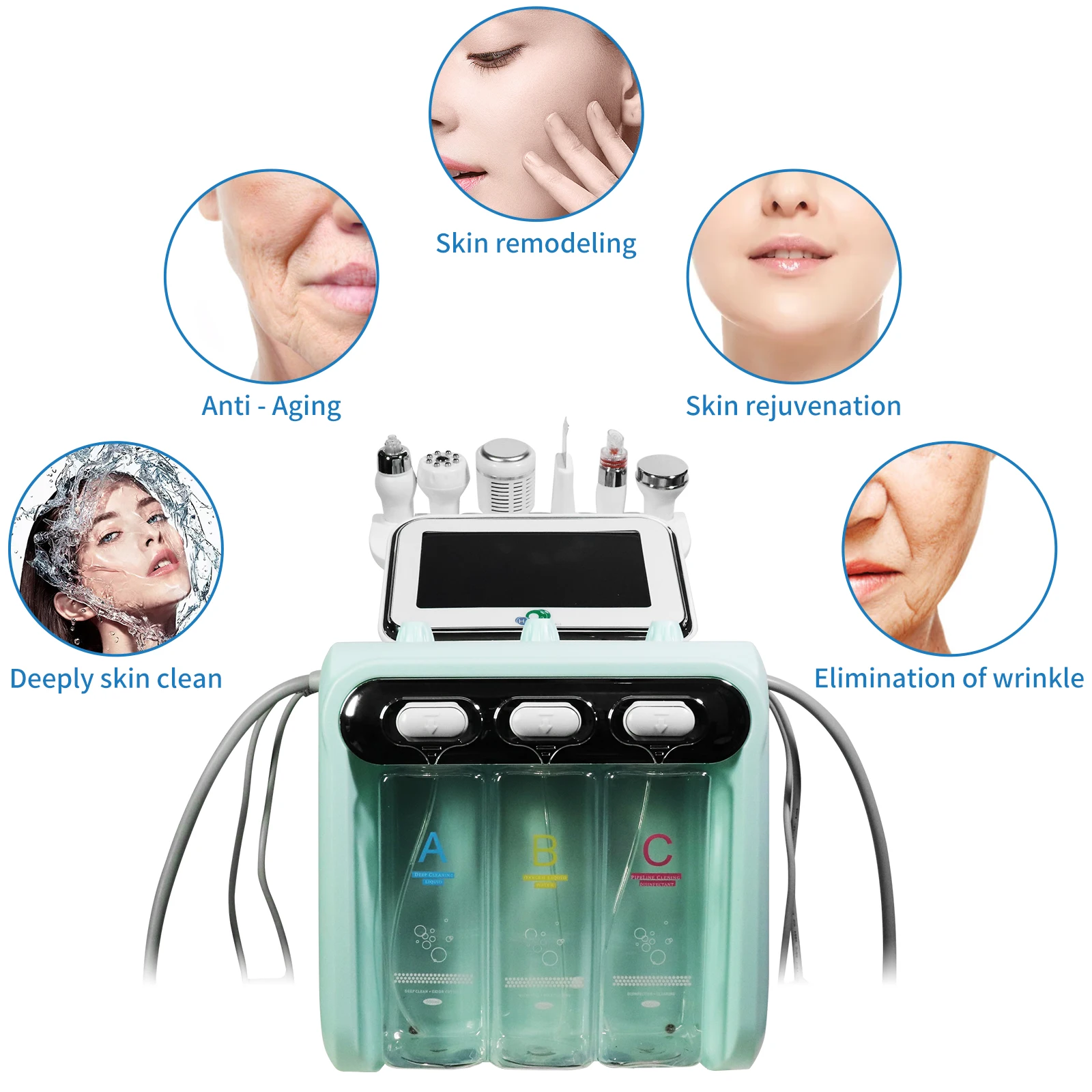 2024 Factory Price 6 in 1 Hydro Dermabrasion Radio Frequency Skin Tightening Machine Beauty Product Facial Care Device
