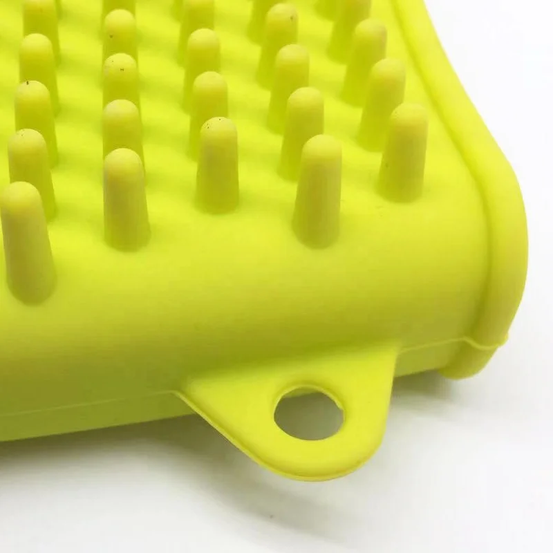 BPA free pet dog silicone pin brush, Gentle massage bath glove, dog brush glove with pins for washing