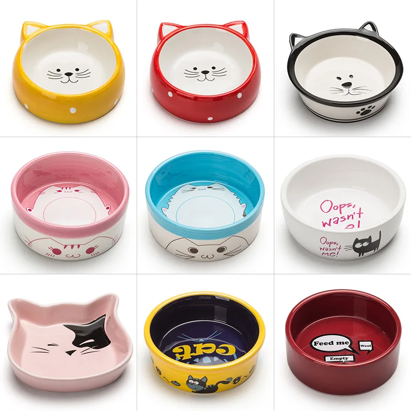 Custom Cat Bowl Anti Vomiting Tilted Elevate Raised bowl  for cat Ceramic pet bowls & feeders