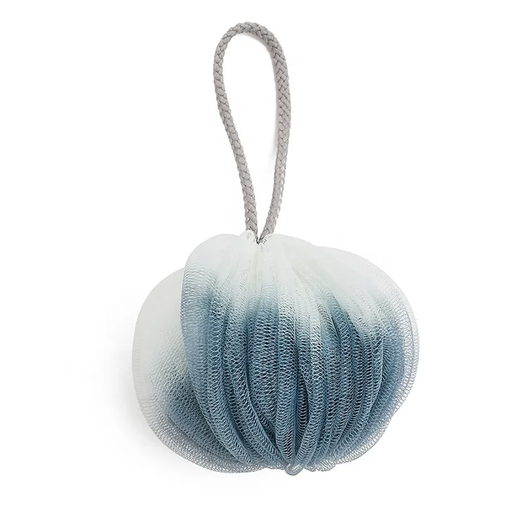 
New arrival Gradient 2 colors Eco-friendly Pumpkin Shaped PE Mesh Bath and Body Shower Sponge 