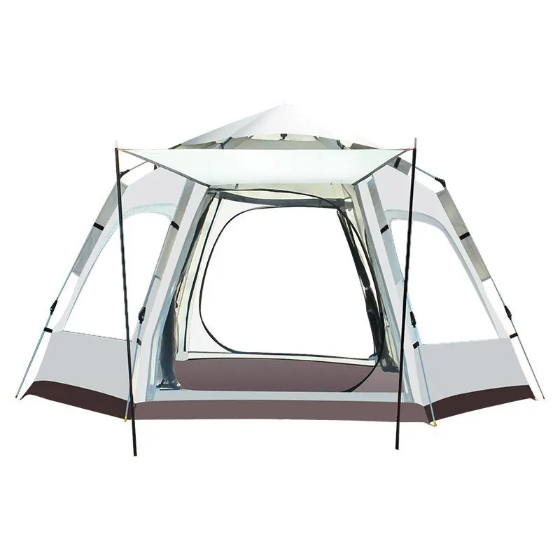Automatic Hydraulic Portable Tent 6 Person Anti-mosquito Waterproof Hexagon Camping Tents With Cloth Bag Package