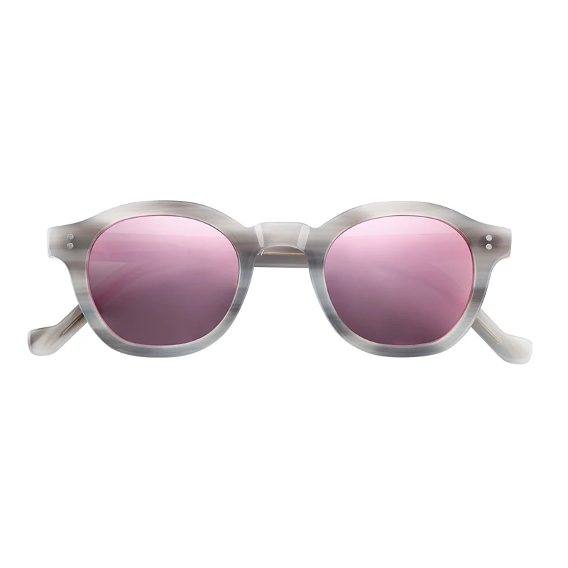 Retro Acetate Frame Glasses Reflective Color TAC Lens Mirror Polarized Acetate Sunglasses
