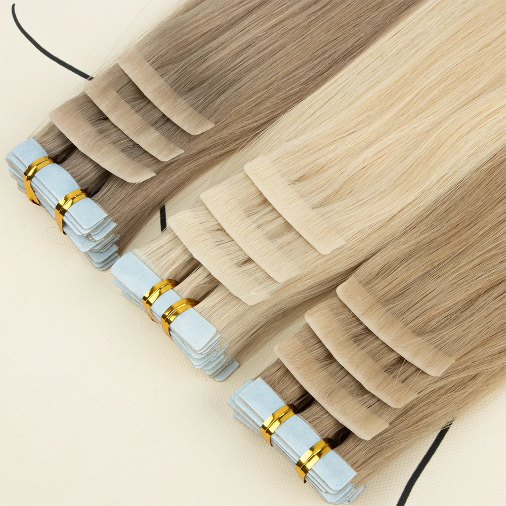 22inch Injected invisible tape in hair extension color #60 #27 Russian hair extensions tape invisible type