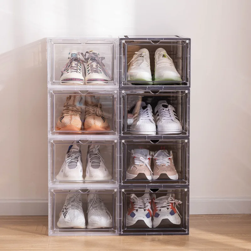 Factory Price Transparent Plastic Storage Shoe Box Container Easy To Assemble Clear Shoe Box